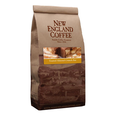 Packaging image for New England Coffee's Toasted Almond Crunch Bar flavored coffee