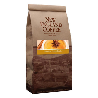 Packaging image for New England Coffee's Pumpkin Crème Brulee flavored coffee