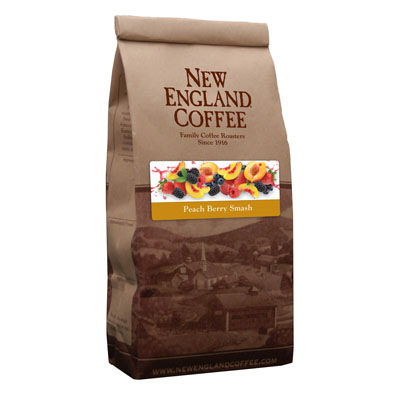 Packaging image for New England Coffee's Peach Berry Smash flavored coffee